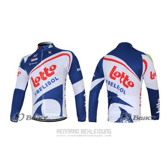 2012 Fahrradbekleidung Lotto Belisol Wei und Blau Trikot Langarm und Tragerhose